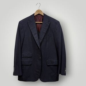 Isaia Napoli Mens Navy Blue Super 130s Wool Blazer and Vest Set IT 52 8R Italy